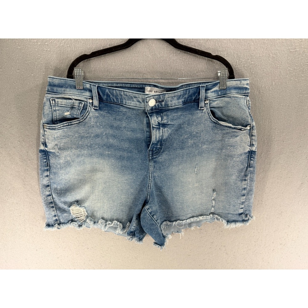 Lane Bryant Boyfriend Bermuda Jean Shorts Size 18 Light Wash Distressed Cutoff